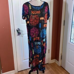Volup Grafitti Urban Style Afro Queen Sheer Short Sleeve High Slit Dress Top 2X